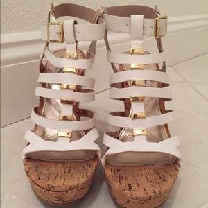Steve Madden White Cork Wedges